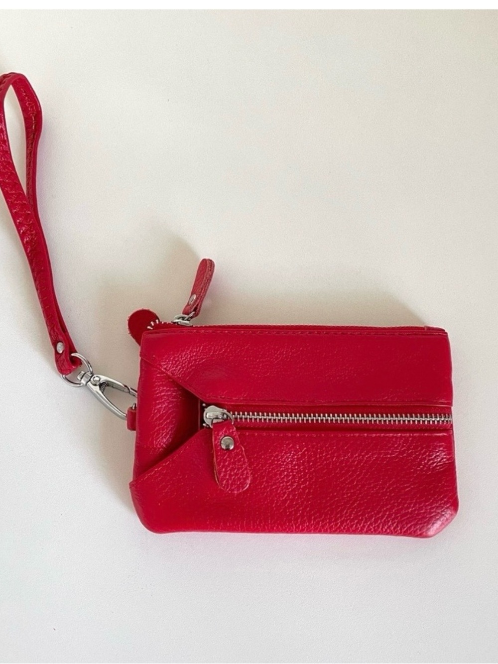 Red Small Zippered Key and Card Holder